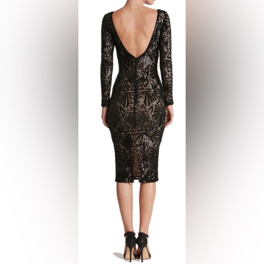 Dress the Population Emery Black Sequin Long Sleeve Dress sz S nwt - Picture 6 of 6
